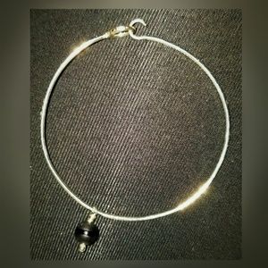 Sterling Silver Bangle Bracelet w/Onyx Stone